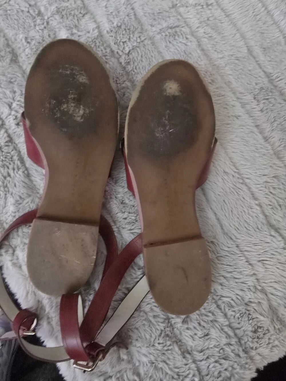 Women's Red Leather Buckle Slide Sandals Sz.38